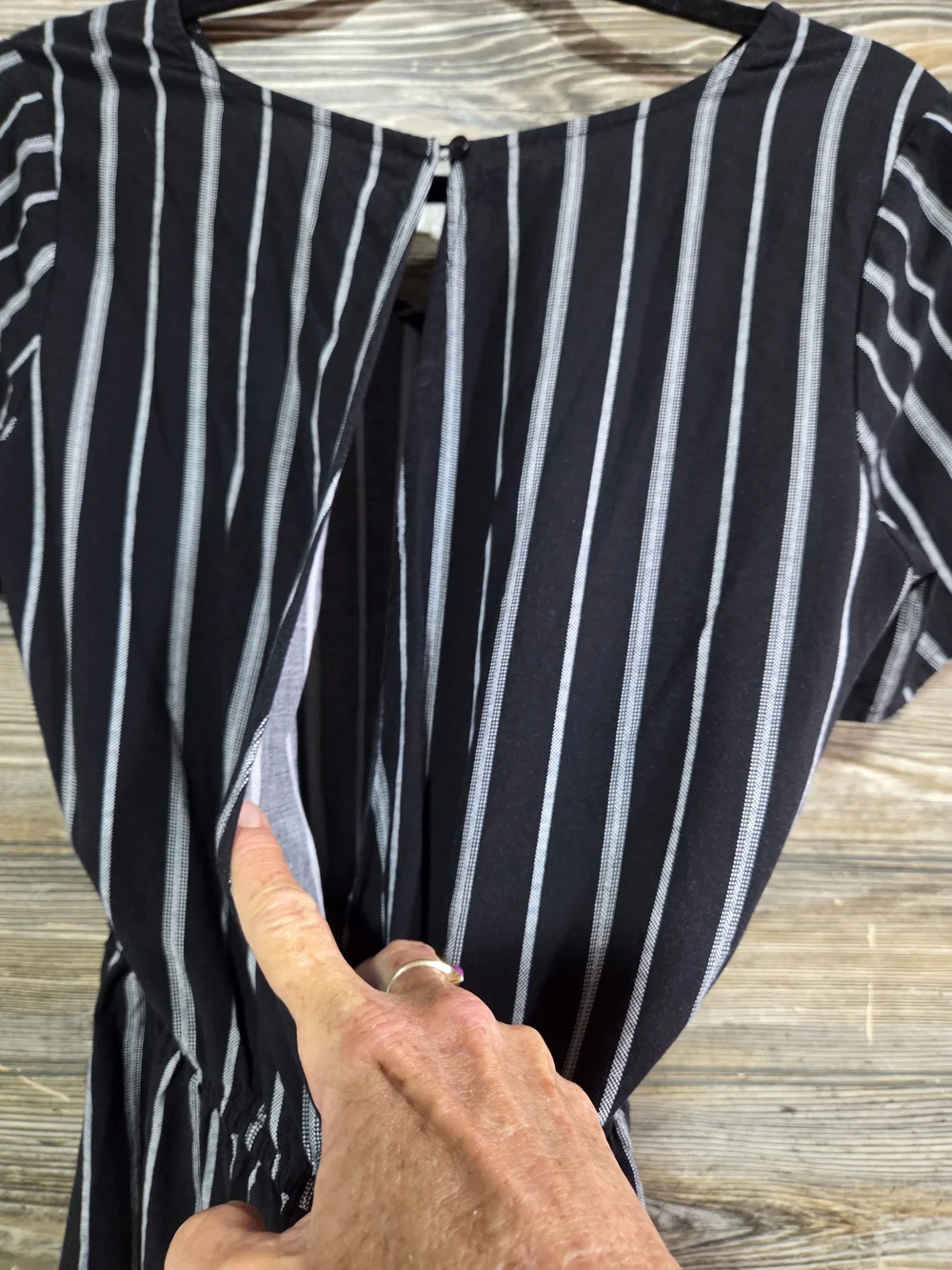 Old Navy Black & White Striped Romper XS Surplice Back Short Sleeve